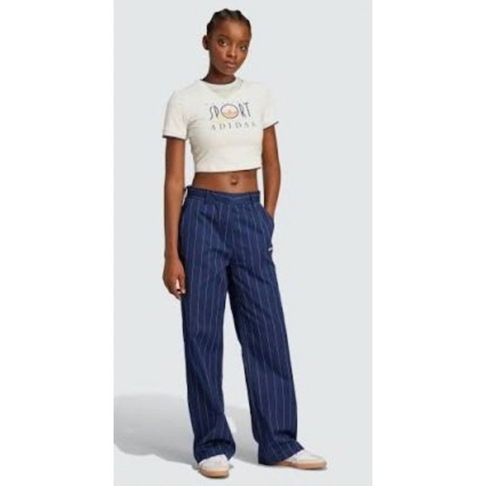 Adidas Women's Pinstripe Twill Loose Pants Size 12